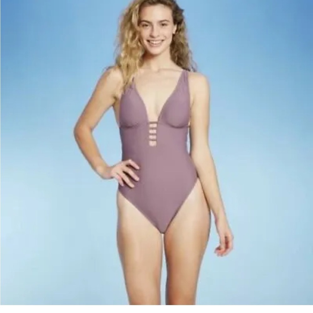 Shade &Shore - Women's S Tall/Long Torso Plunge Front One Piece Swimsui…